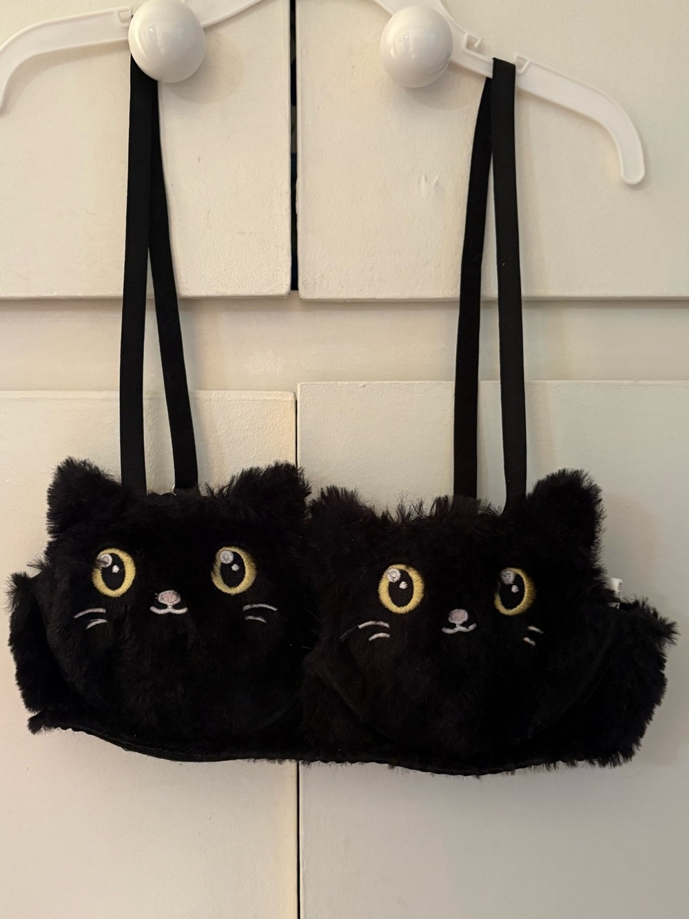 Dolls Kill Black Fuzzy Cat Bra